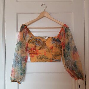 Tropical Puff Sleeved Blouse